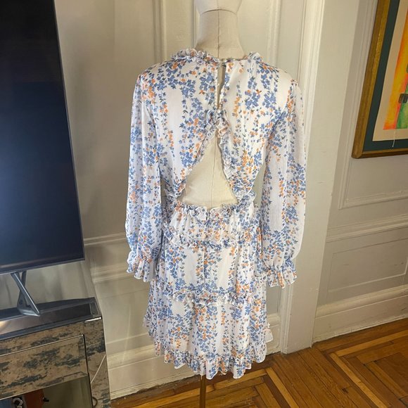 Amazon Eytino Women Bohemian Floral Printed Deep V Neck Long Sleeve Mini Dress M - Picture 9 of 11